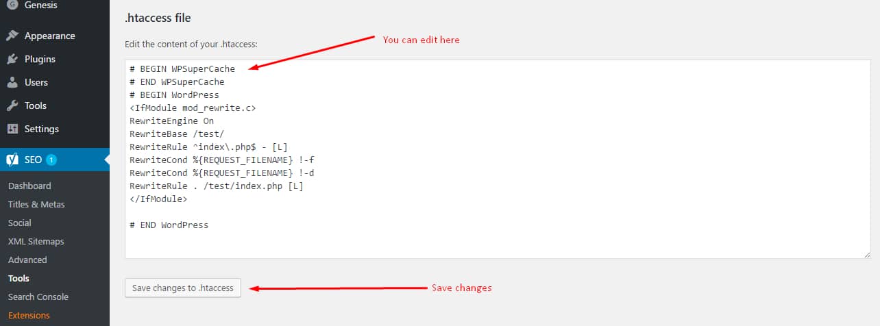 How to Edit .htaccess File Using Yoast SEO Plugin