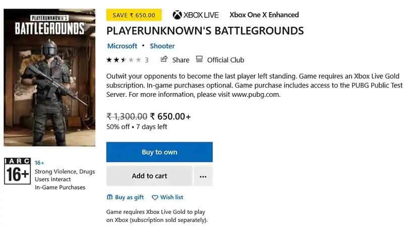 PUBG Available For 50% Discount on Xbox Store