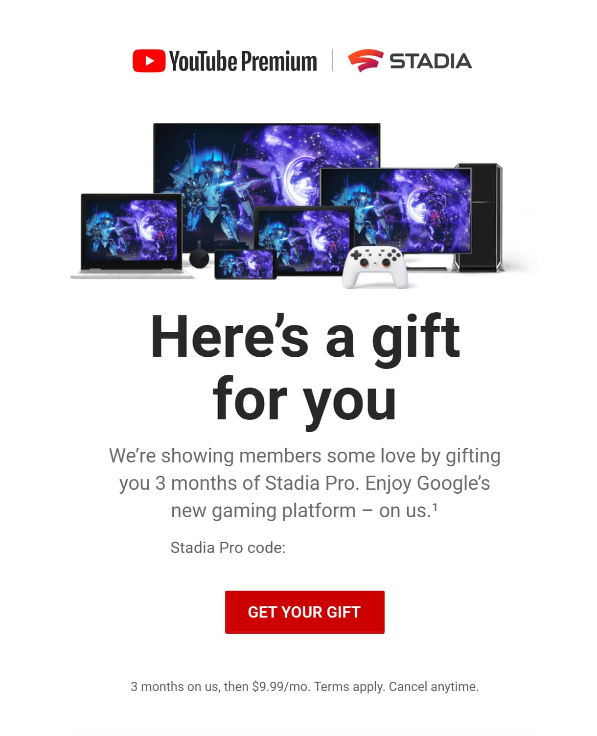 Google Gifting 3 Months of Stadia Pro to YouTube Premium Users.