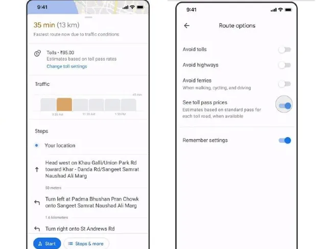 Google Maps Gets Estimated Toll Prices and Better iOS Widgets in India