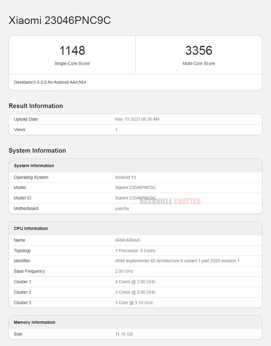 Xiaomi Civi 3 Appears on Geekbench with Dimensity 8200 Ultra SoC and 12GB RAM